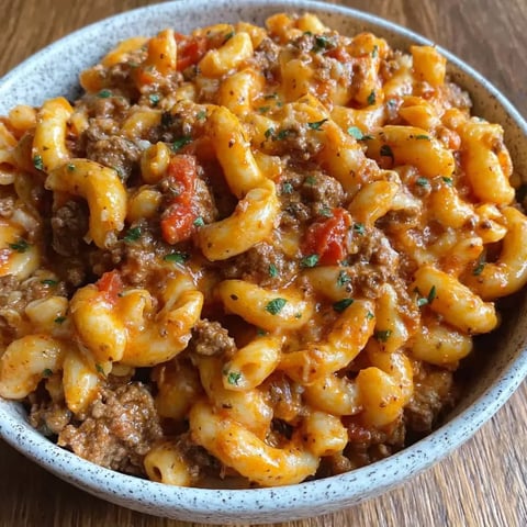 A comforting cheesy beef skillet dish.