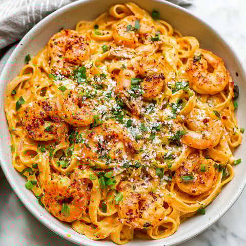 Bowl of Creamy Cajun Shrimp Pasta.