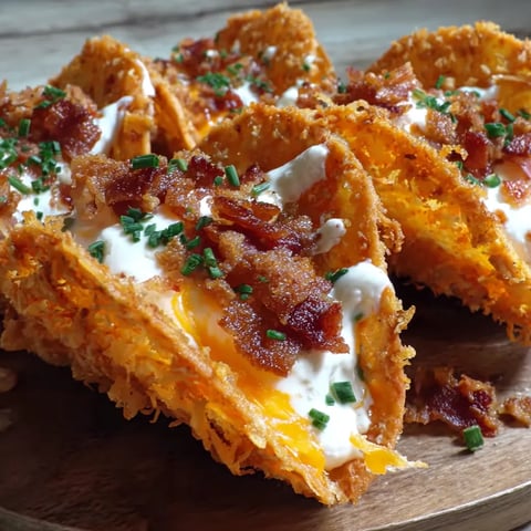 Chips filled with a creamy cheese and bacon mix.