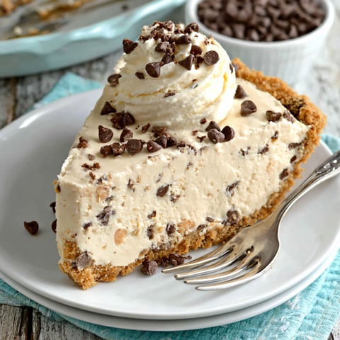 A slice of chocolate chip peanut butter pie.