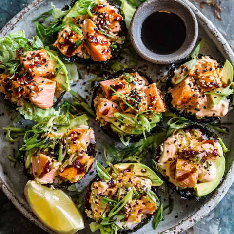 Tasty Chipotle Salmon Sushi Cups.