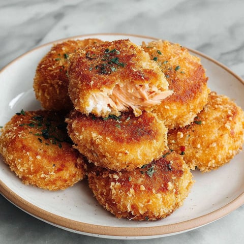 A plate of salmon croquettes.