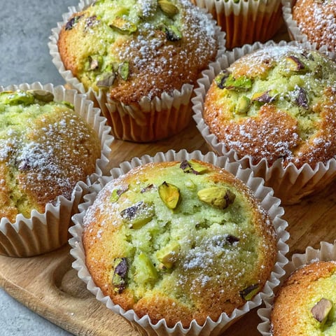 A plate of muffins with pistachio toppings.