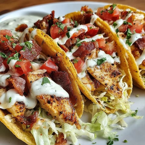 Bacon Chicken Ranch Tacos served on a plate.