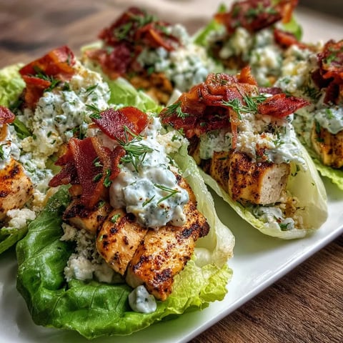 Chicken and bacon wrapped in lettuce leaves.