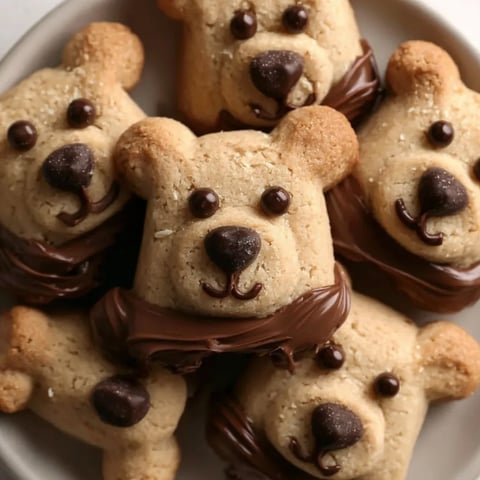 A plate of brown butter maple shortbread bear cookies.