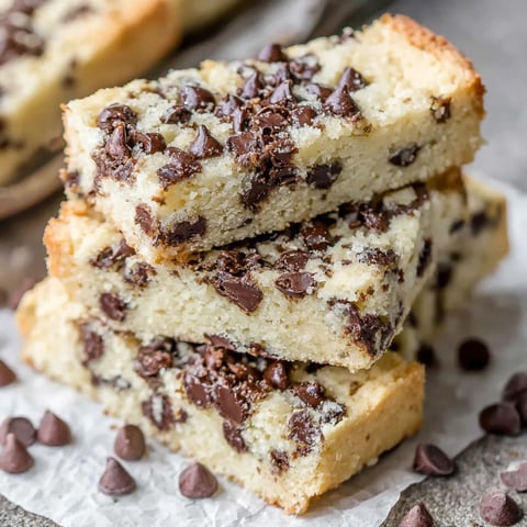 A stack of chocolate chip shortbread cookies.