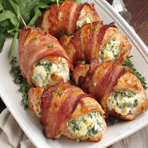 Stuffed chicken breast with cream cheese and bacon.