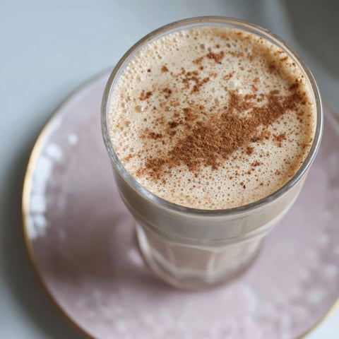 A glass of vanilla chai protein shake.