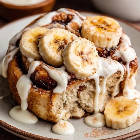 A plate of banana cinnamon rolls.