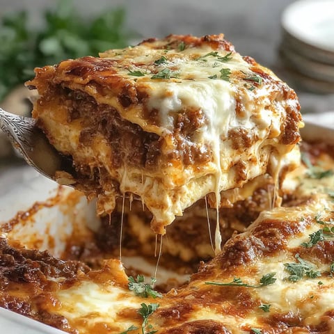 A close up of a lasagna dish with a fork in it.