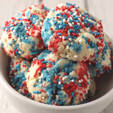 A bowl of patriotic sprinkle cookies.