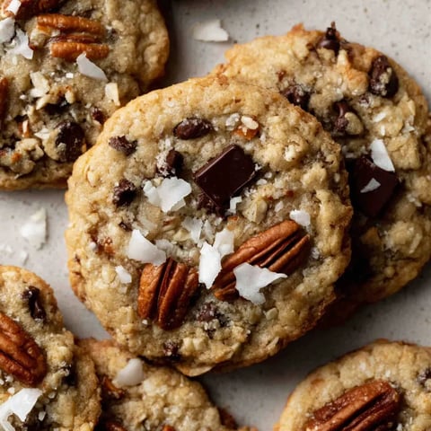 Cowboy cookies with chocolate chips and pecans.