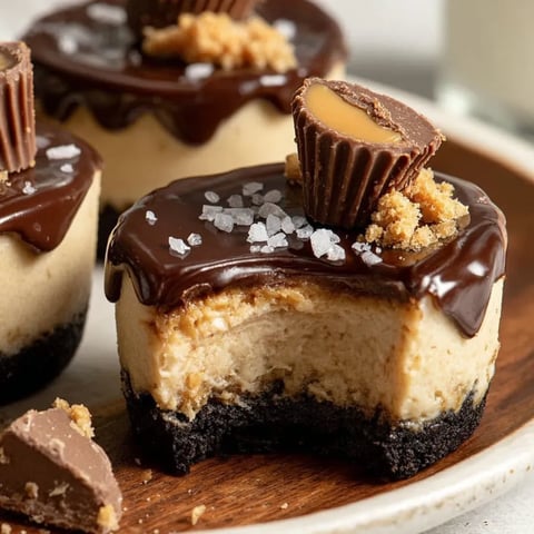 Peanut butter oreo cheesecake bites on a plate.