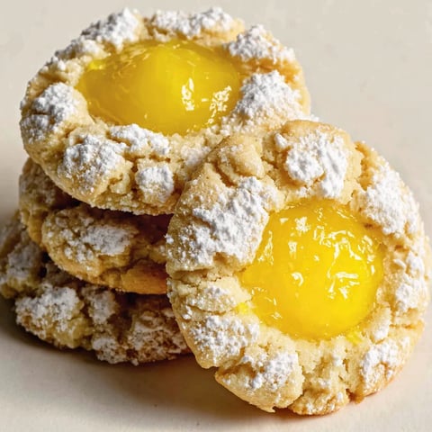 Lemon curd cookies with white powdered sugar.