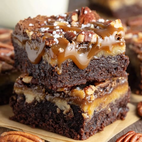A stack of pecan pie brownies.