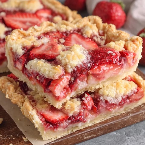 A slice of strawberry slab pie.