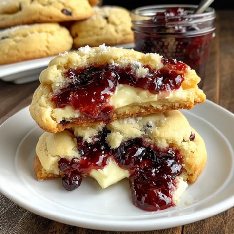 A white plate with two slices of blueberry cheesecake cookies.