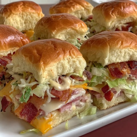A plate of chopped club sliders.