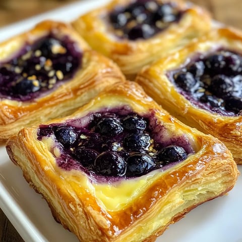 A plate of blueberry cheese danishes.