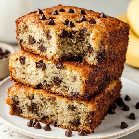 Three slices of chocolate chip banana bread.
