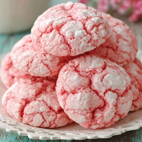 A plate of red and white cookies.