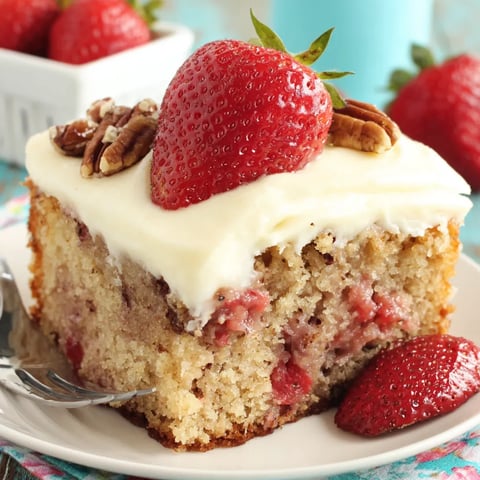 A slice of strawberry banana cake.