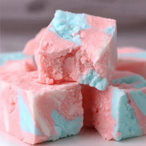 A stack of cotton candy fudge.