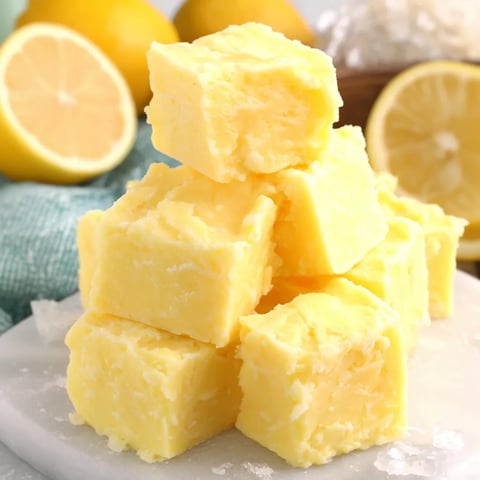 A stack of lemon fudge.