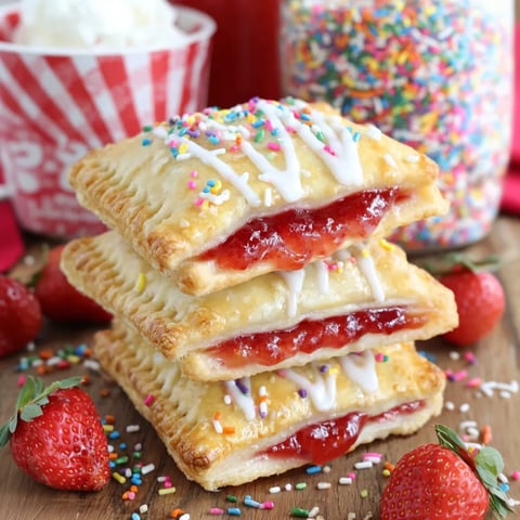 A stack of three homemade easy pop tarts.