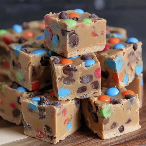 A stack of no-bake cookie dough bites.