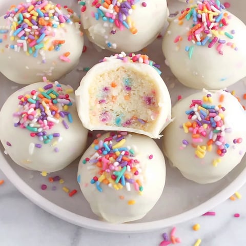 A bowl of colorful cake balls.