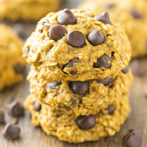 A stack of pumpkin oatmeal cookies.