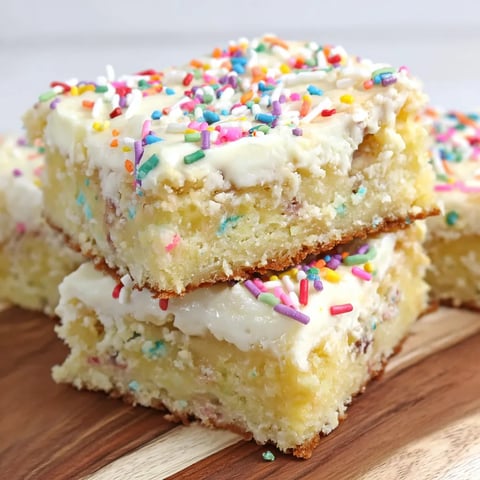 A slice of confetti gooey butter cake.