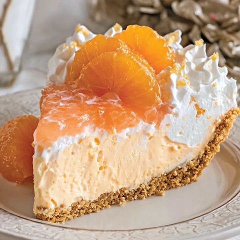 A slice of orange creamsicle pie.