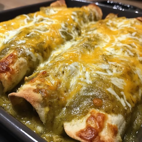 Green chile, chicken and cheese enchiladas.