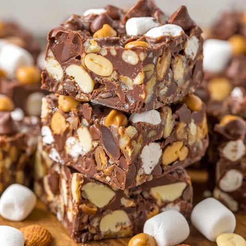 A stack of Rocky Road Candy.