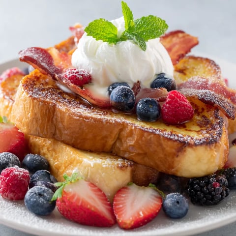 French toast with fruit on top.