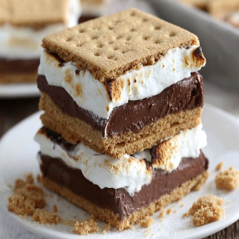 A stack of three frozen s'mores.