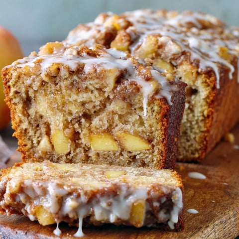 A slice of Amish apple fritter bread.