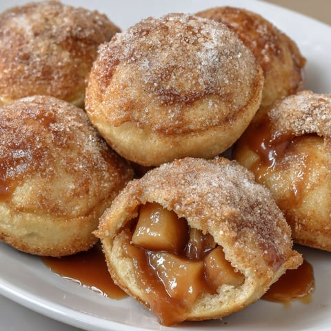 Caramel apple pie bombs on a plate.
