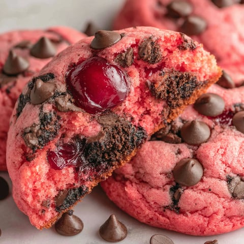 A close up of a cherry chocolate chip cookie.