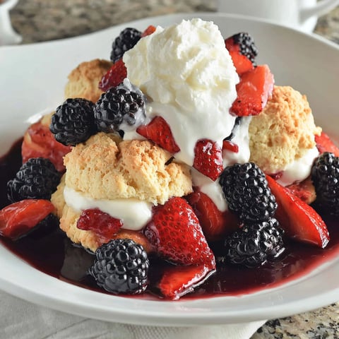A plate of drunken berry shortcakes.