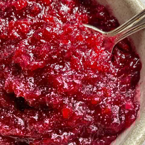 A spoonful of cranberry relish.