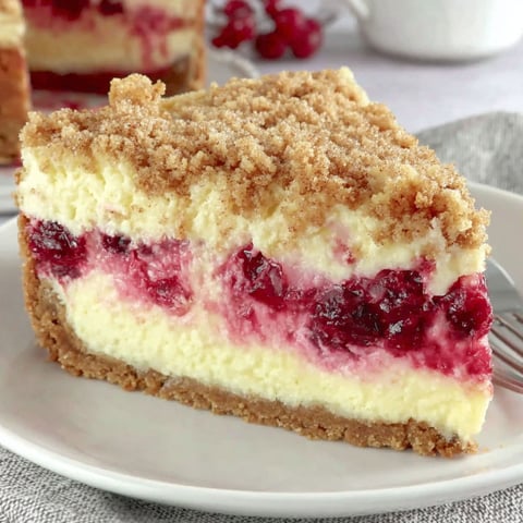 A slice of cranberry cheesecake pie.