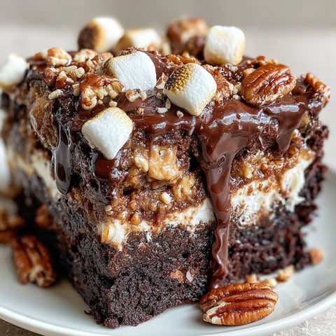 A slice of Mississippi Mud Poke Cake.