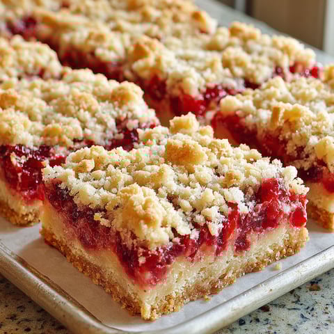 A tray of cranberry crumble bars.