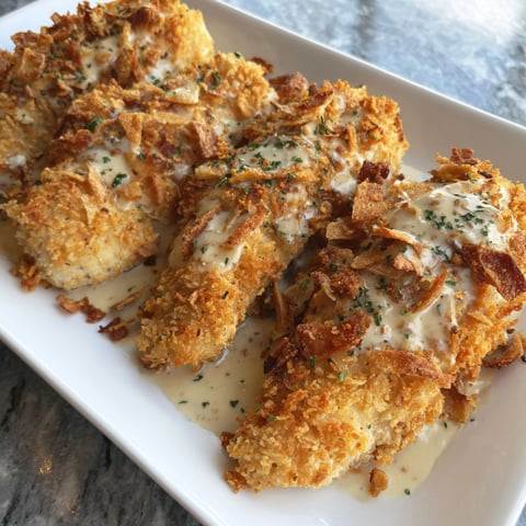 A plate of Ranch Ritz Cracker Chicken.