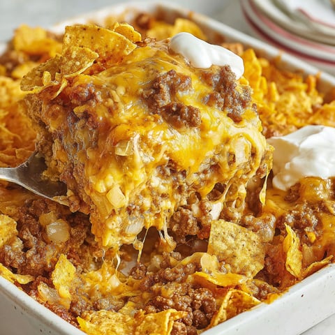A delicious taco doritos casserole.