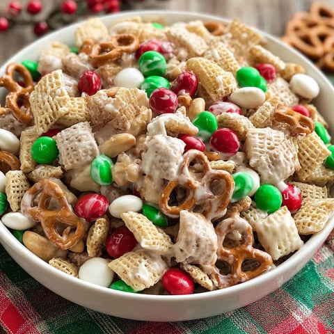 A bowl of Christmas trash recipe.